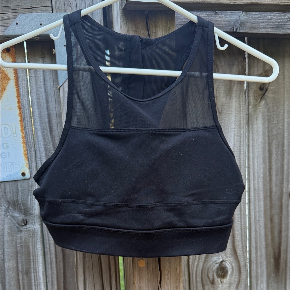 Elegant Black Mesh Sports Bra